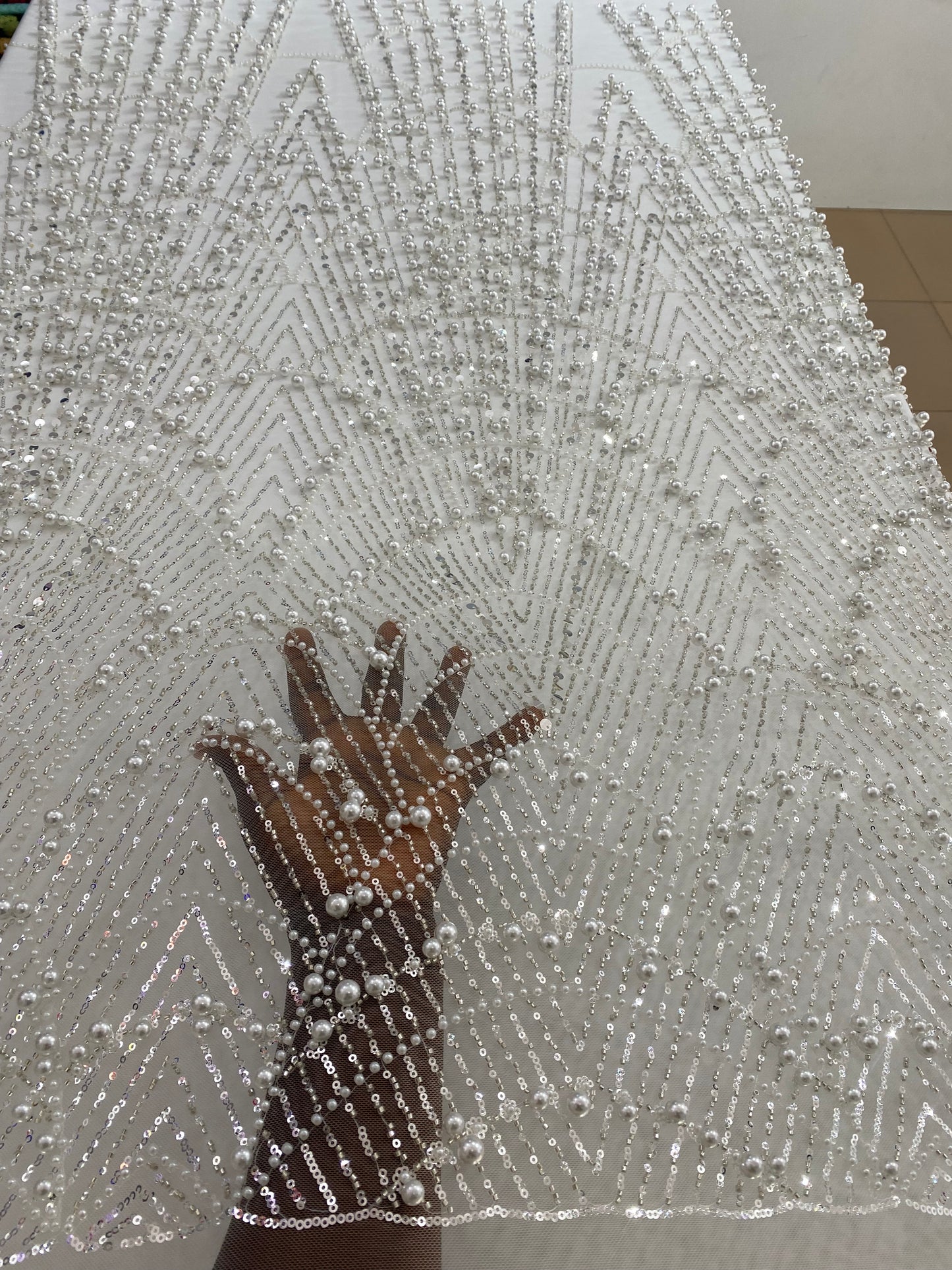 Beaded Lace with Bold Pearls