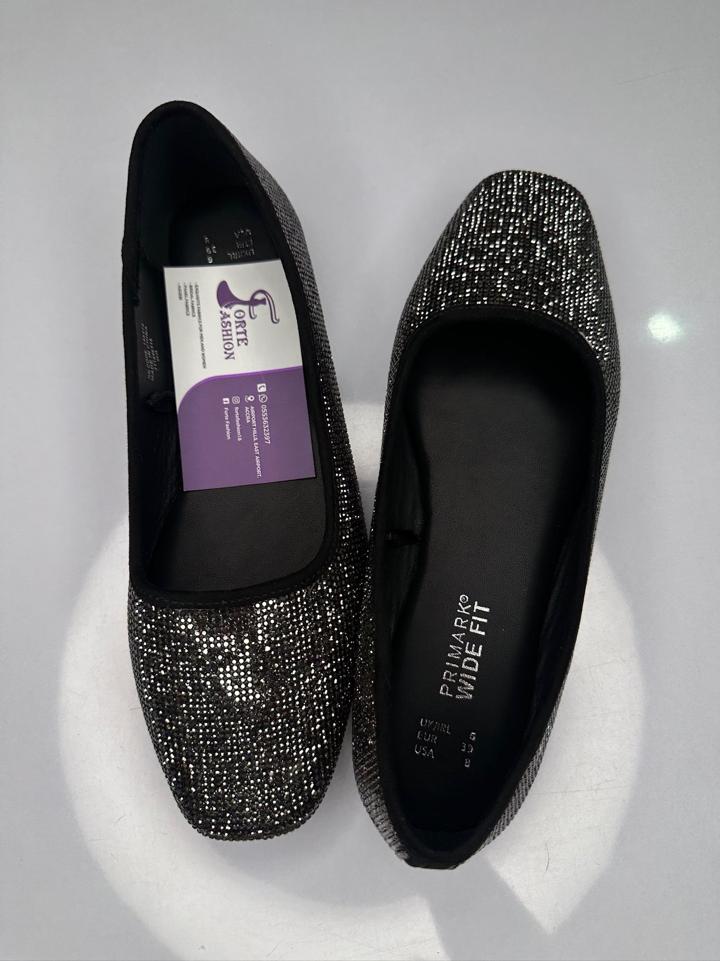 Black Wide Fit Embellished Square Toe Ballerina Pumps