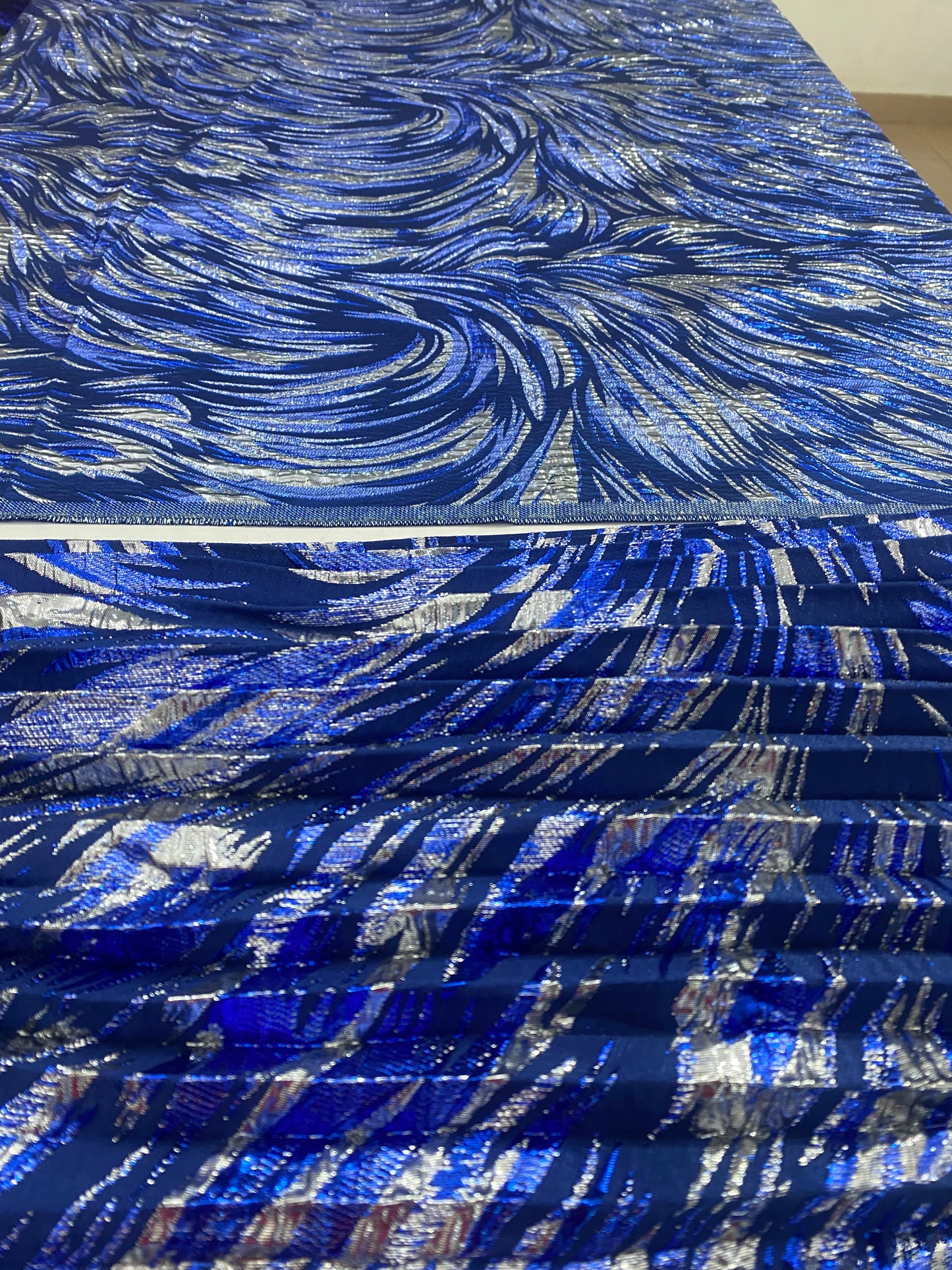 Pleated And Plain Brocade