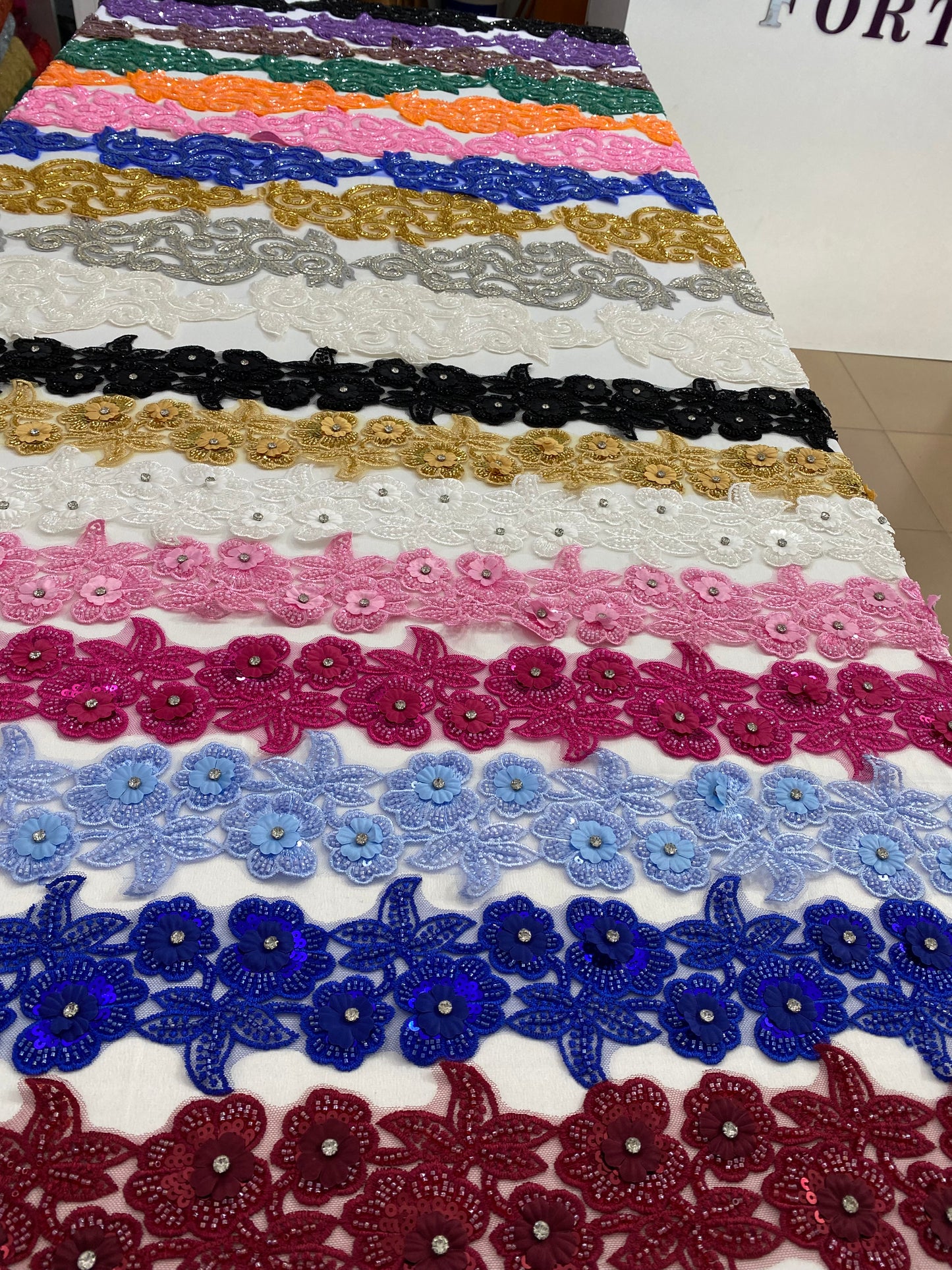 2D Beaded Embroidery Trimmings