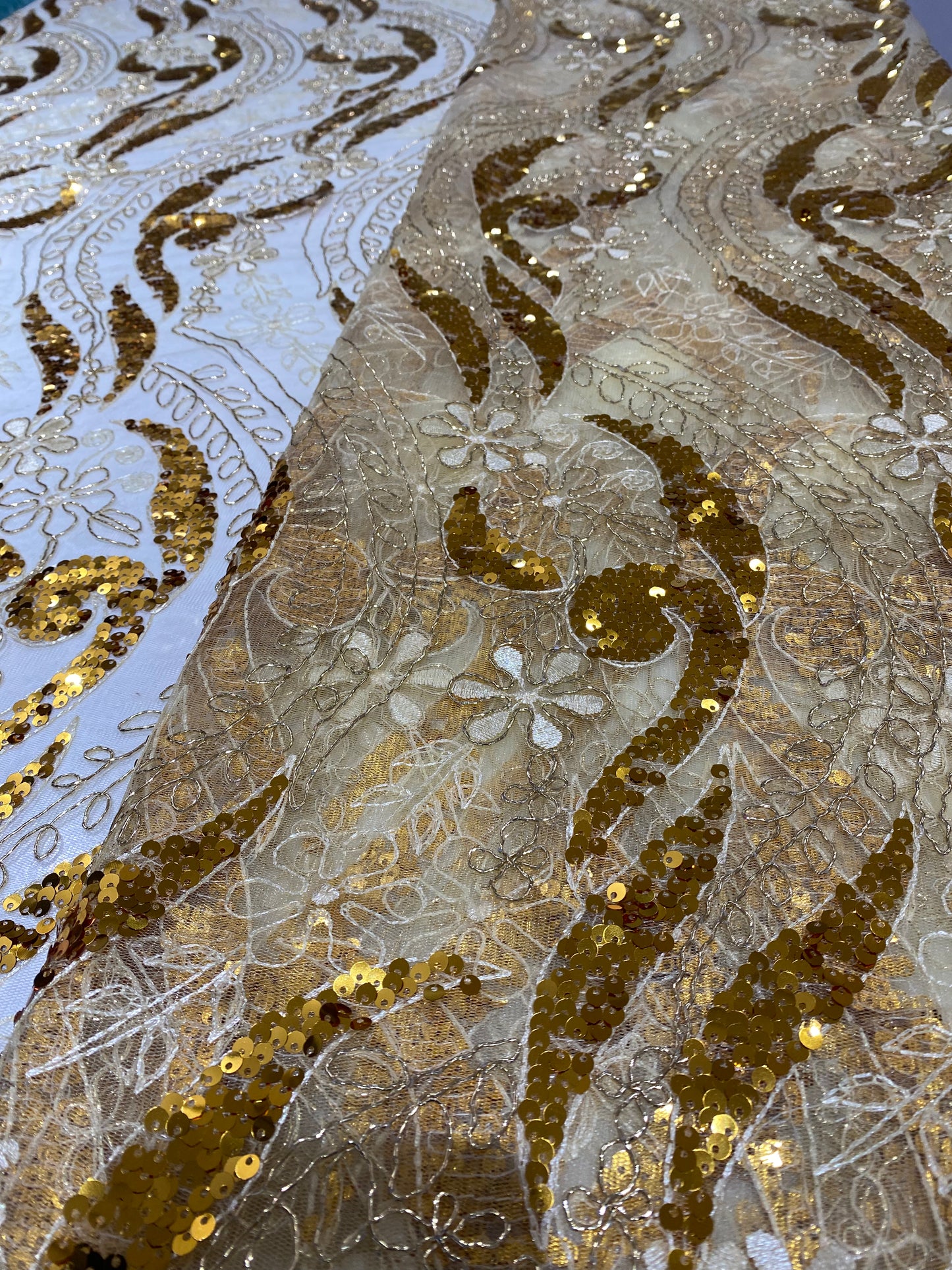 Gold Embroidery Sequins Lace
