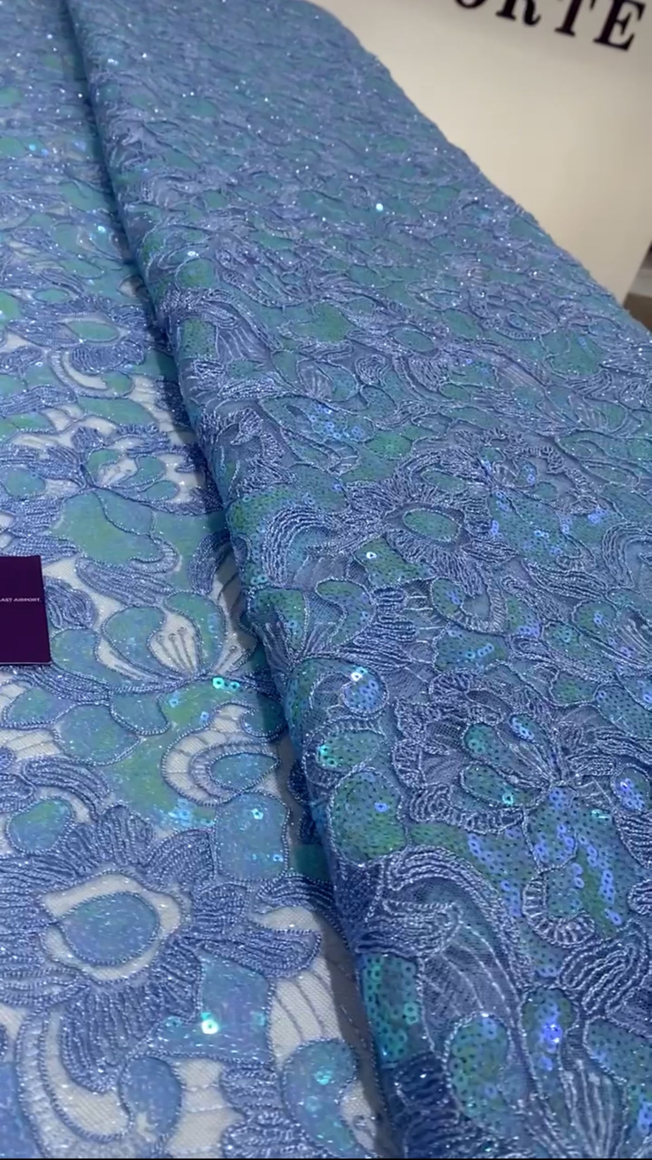 Light Blue Sequins Lace