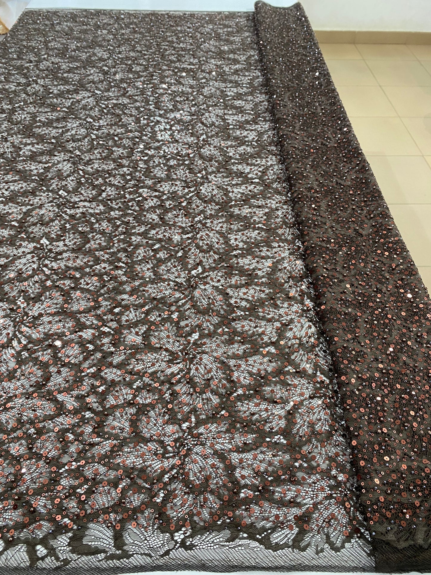 Beaded Chantily Lace