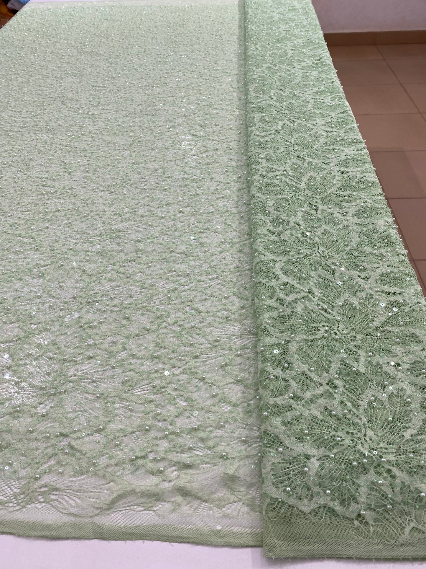 Beaded Chantily Lace