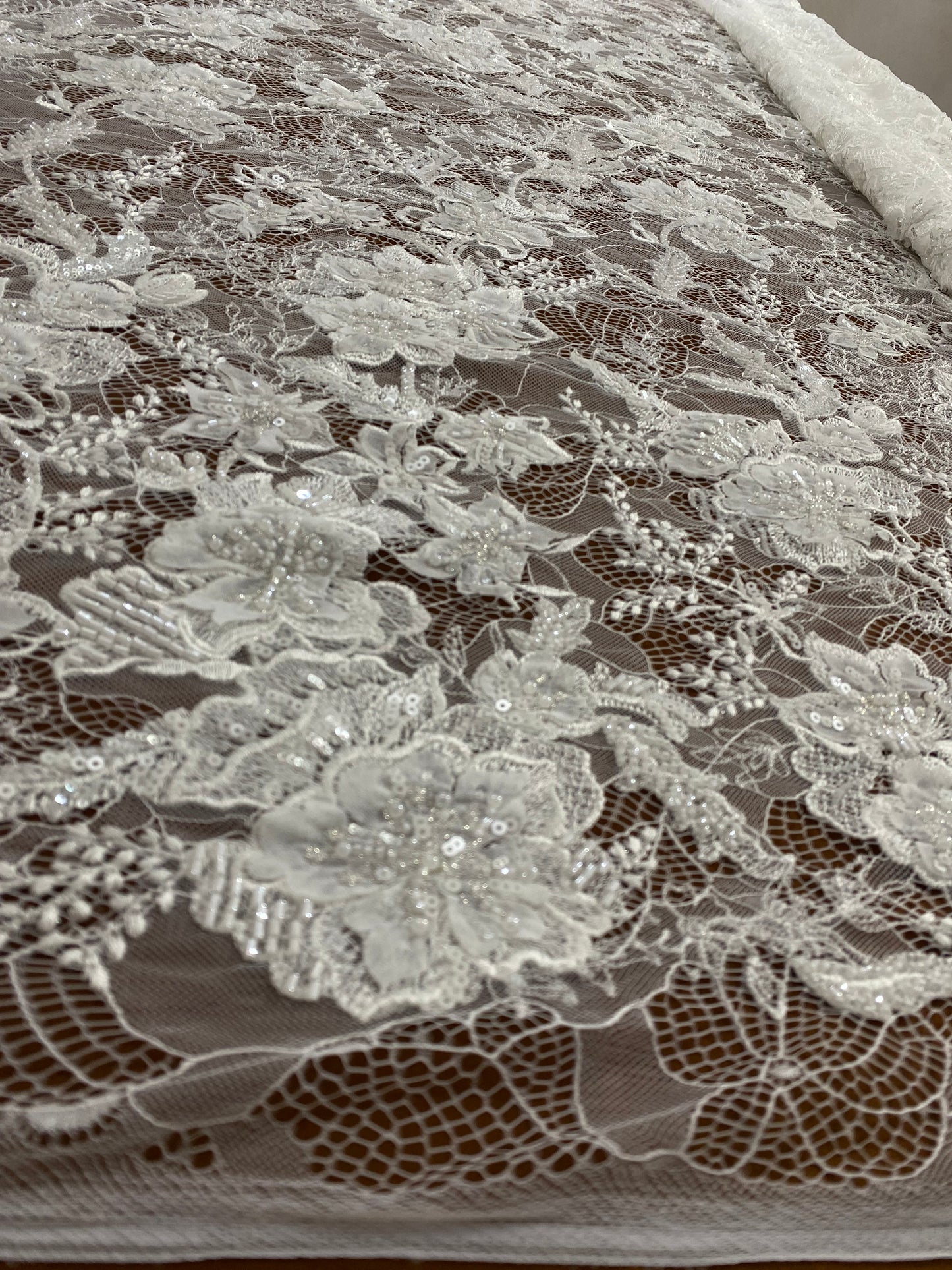 3D Beaded Chantily Lace