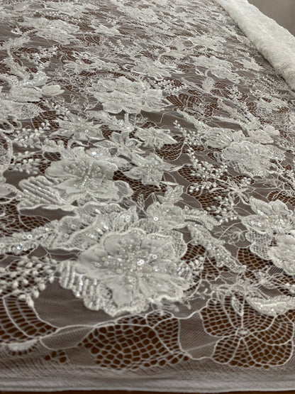 3D Beaded Chantily Lace