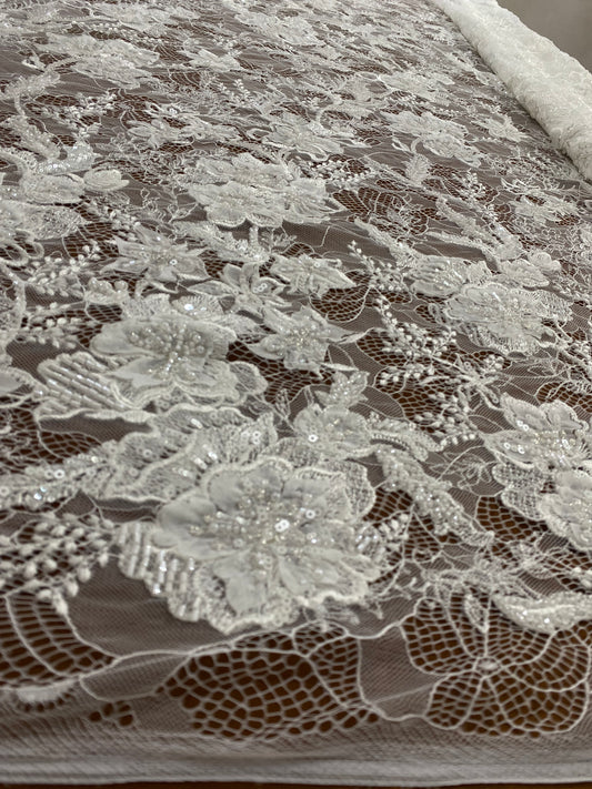 3D Beaded Chantily Lace