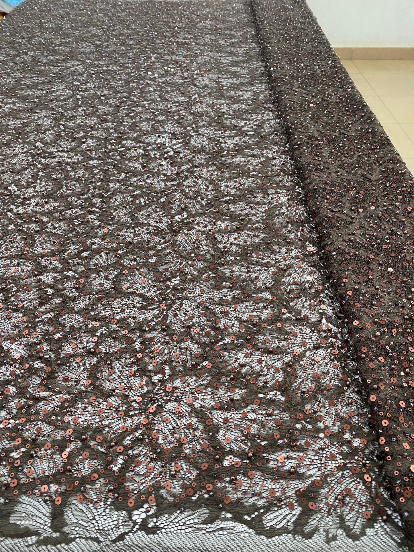 Beaded Chantily Lace