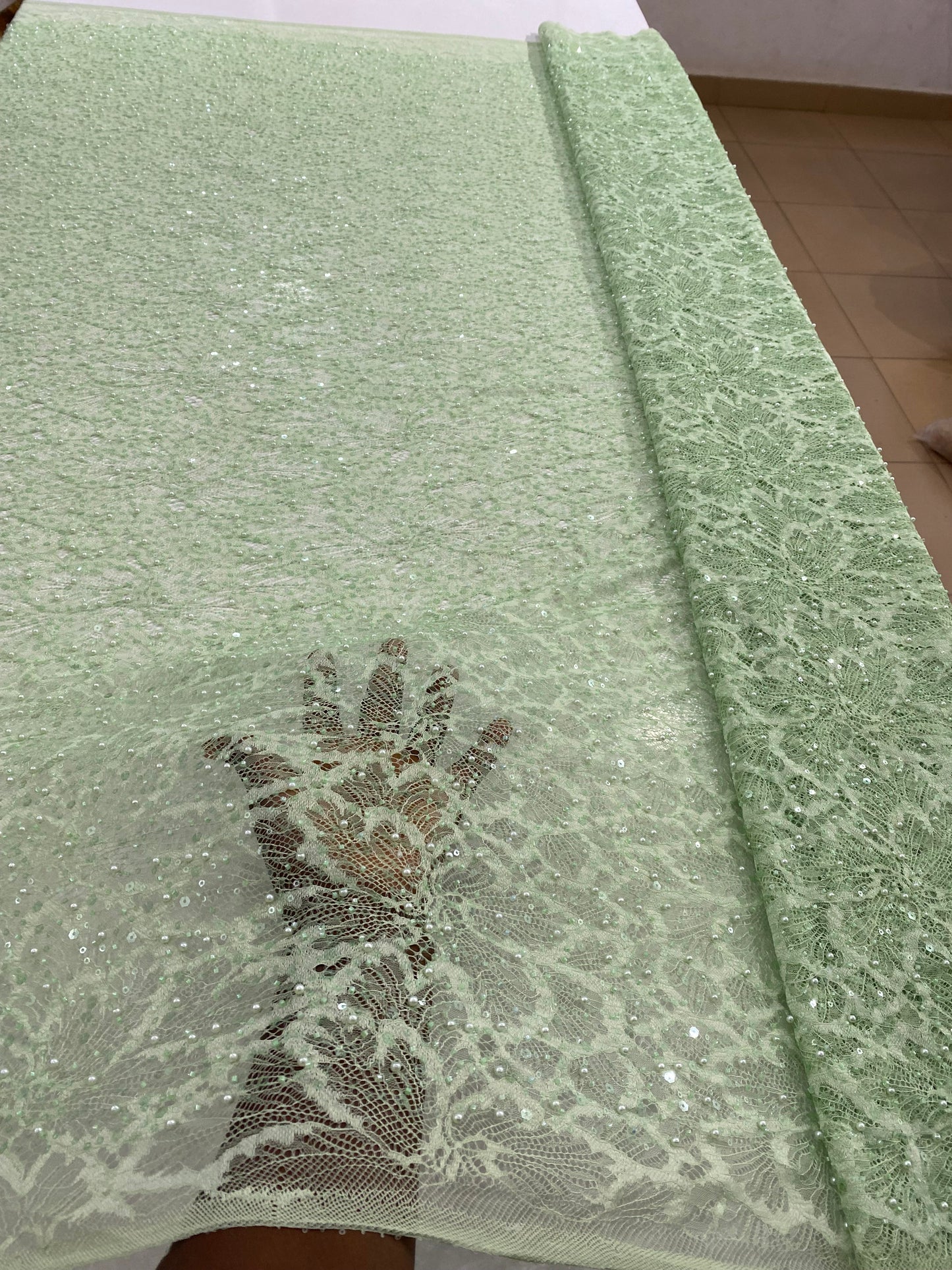 Beaded Chantily Lace