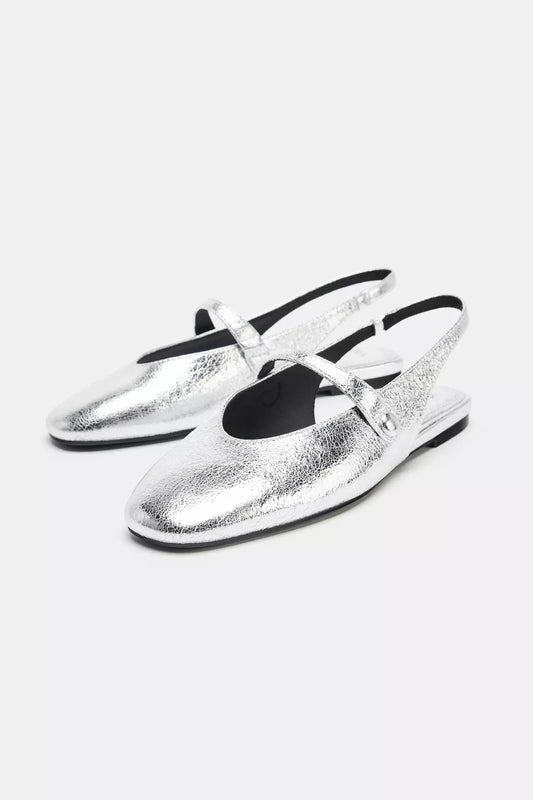 METALLIC SILVER BALLERINAS