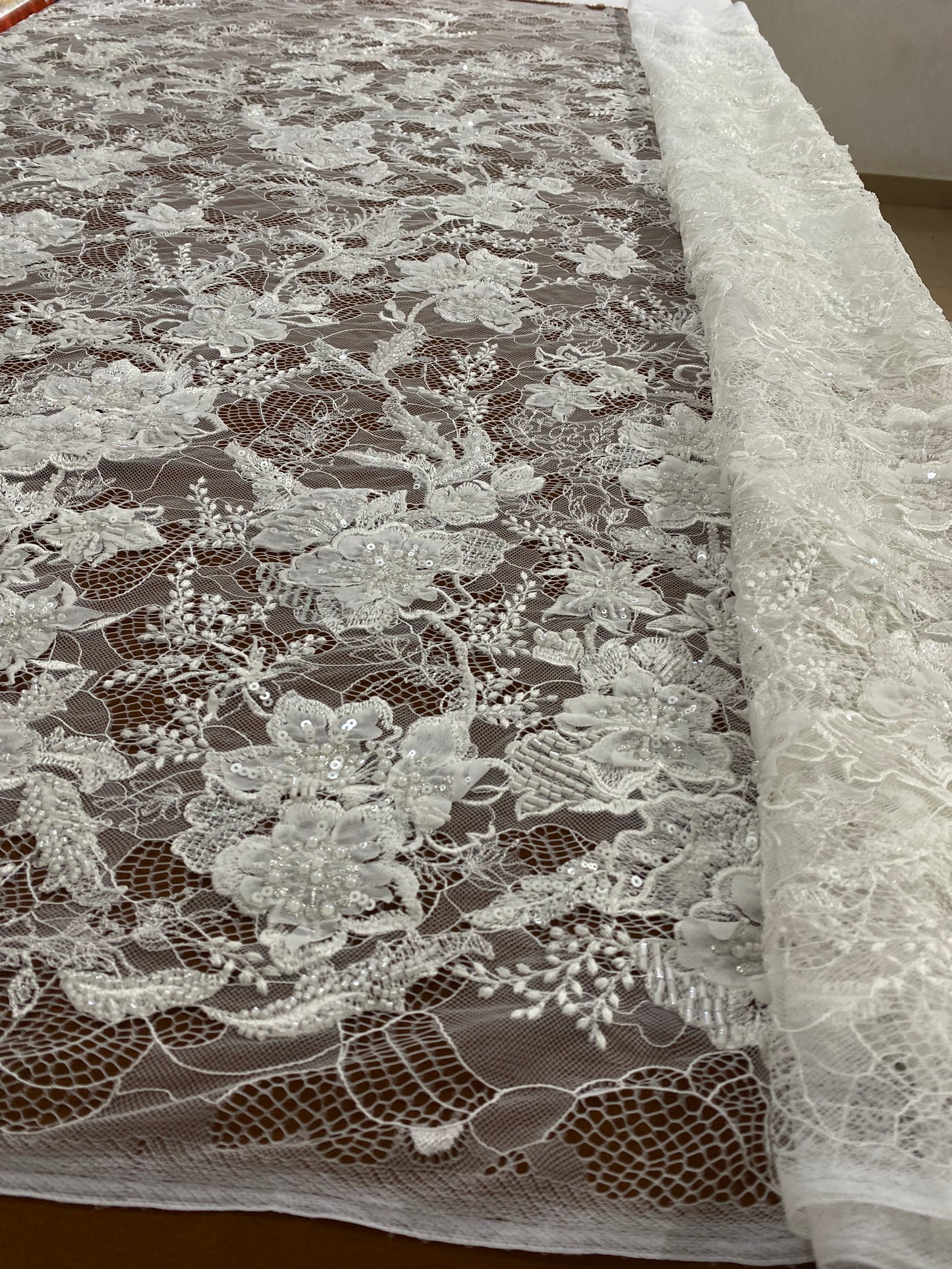 3D Beaded Chantily Lace