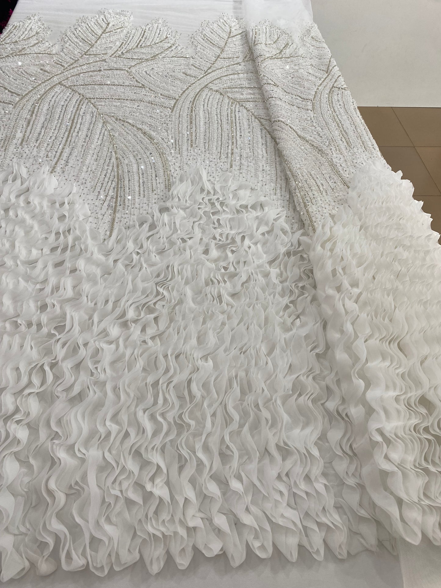 Beaded Lace with Ruffles