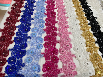 2D Beaded Embroidery Trimmings