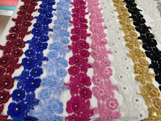 2D Beaded Embroidery Trimmings