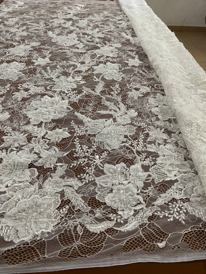 3D Beaded Chantily Lace