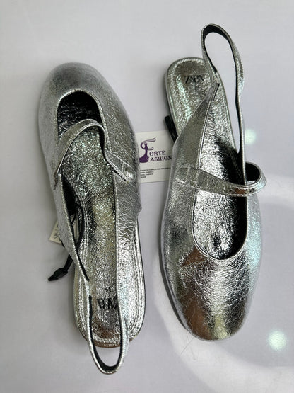 METALLIC SILVER BALLERINAS
