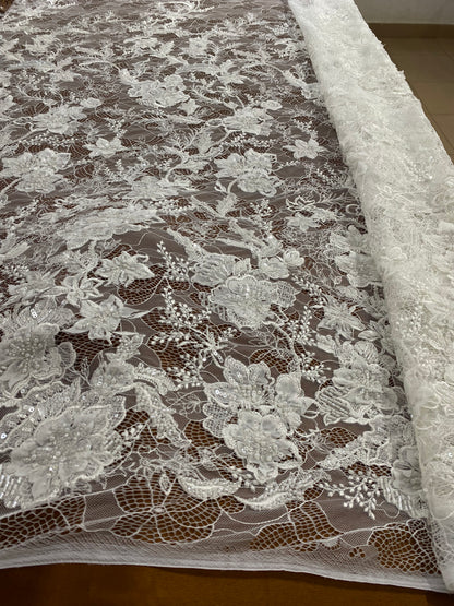 3D Beaded Chantily Lace