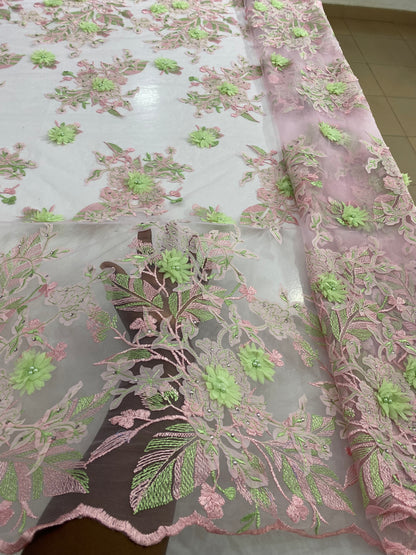 3D Embroidery Lace with pearls