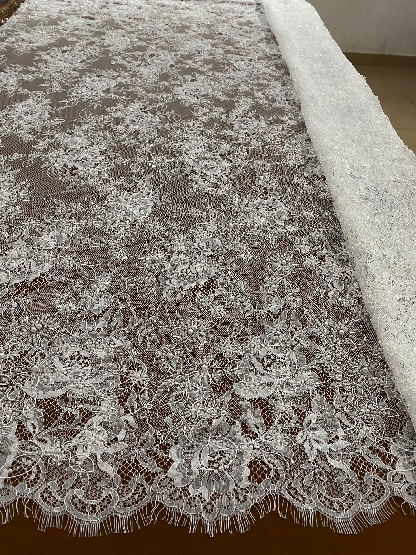 Beaded Chantily Lace