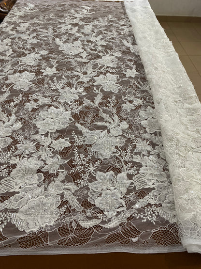 3D Beaded Chantily Lace