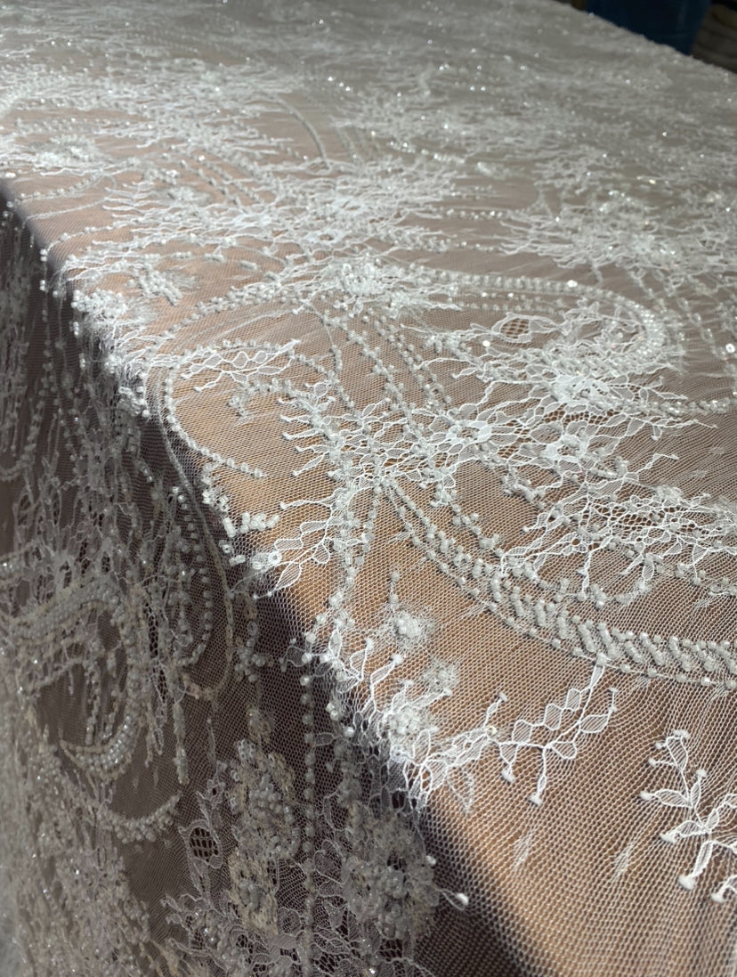 Beaded Chantily Lace