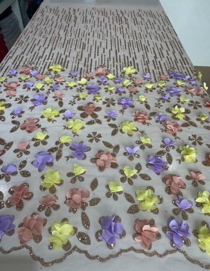 3D Floral Lace with Glitter