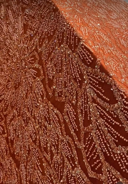 Burnt Orange Beaded Lace