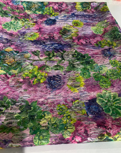 Multicolored Floral French Lace