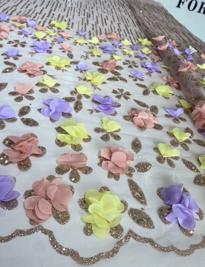 3D Floral Lace with Glitter