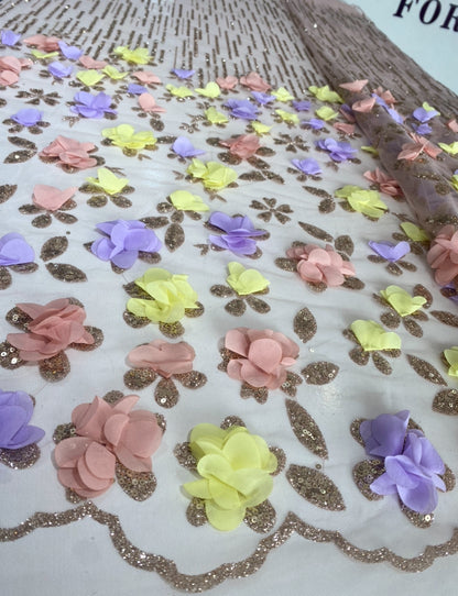 3D Floral Lace with Glitter