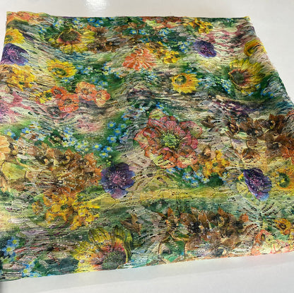 Multicolored Floral French Lace