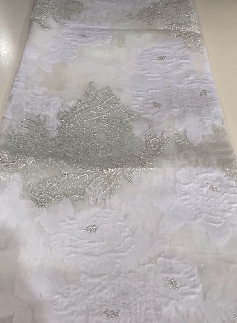 White Organza Brocade