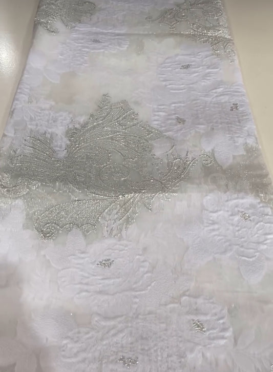 White Organza Brocade