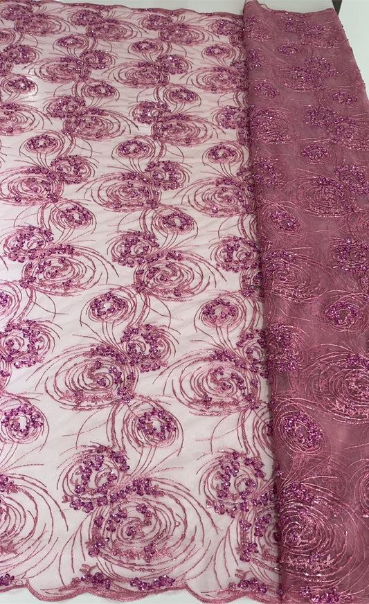 Onion Pink Beaded Lace