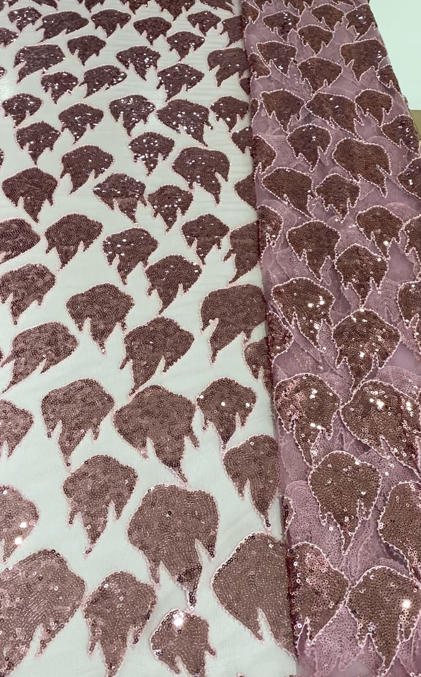 Leaf Pattern Fabric with Sequins