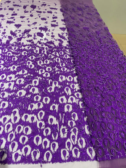 Purple 3D Beaded Lace