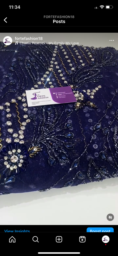 Navy Blue Luxury Lace