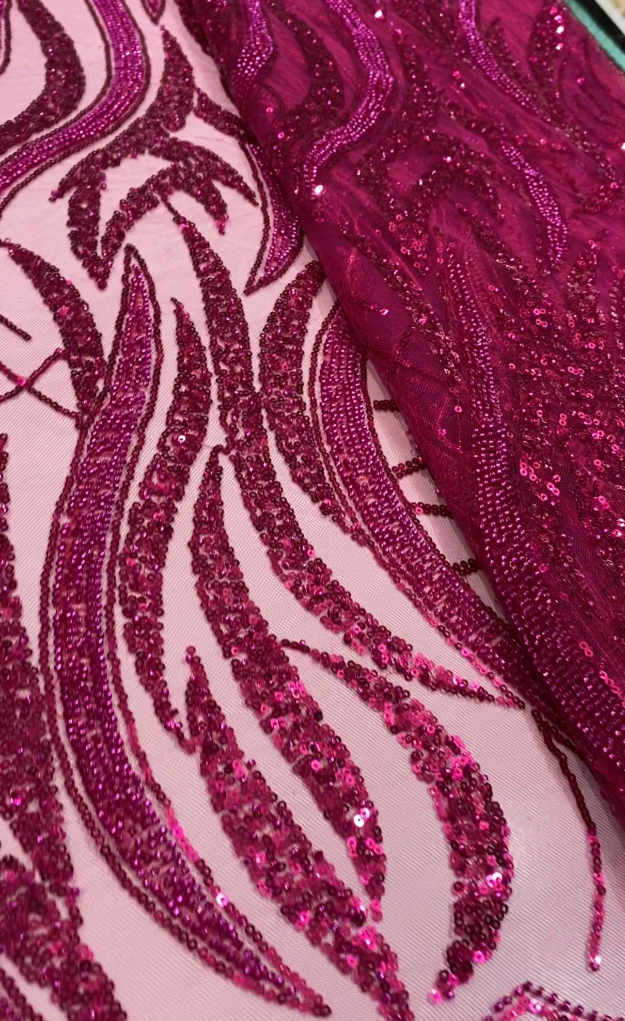 Hot pink Beaded Lace