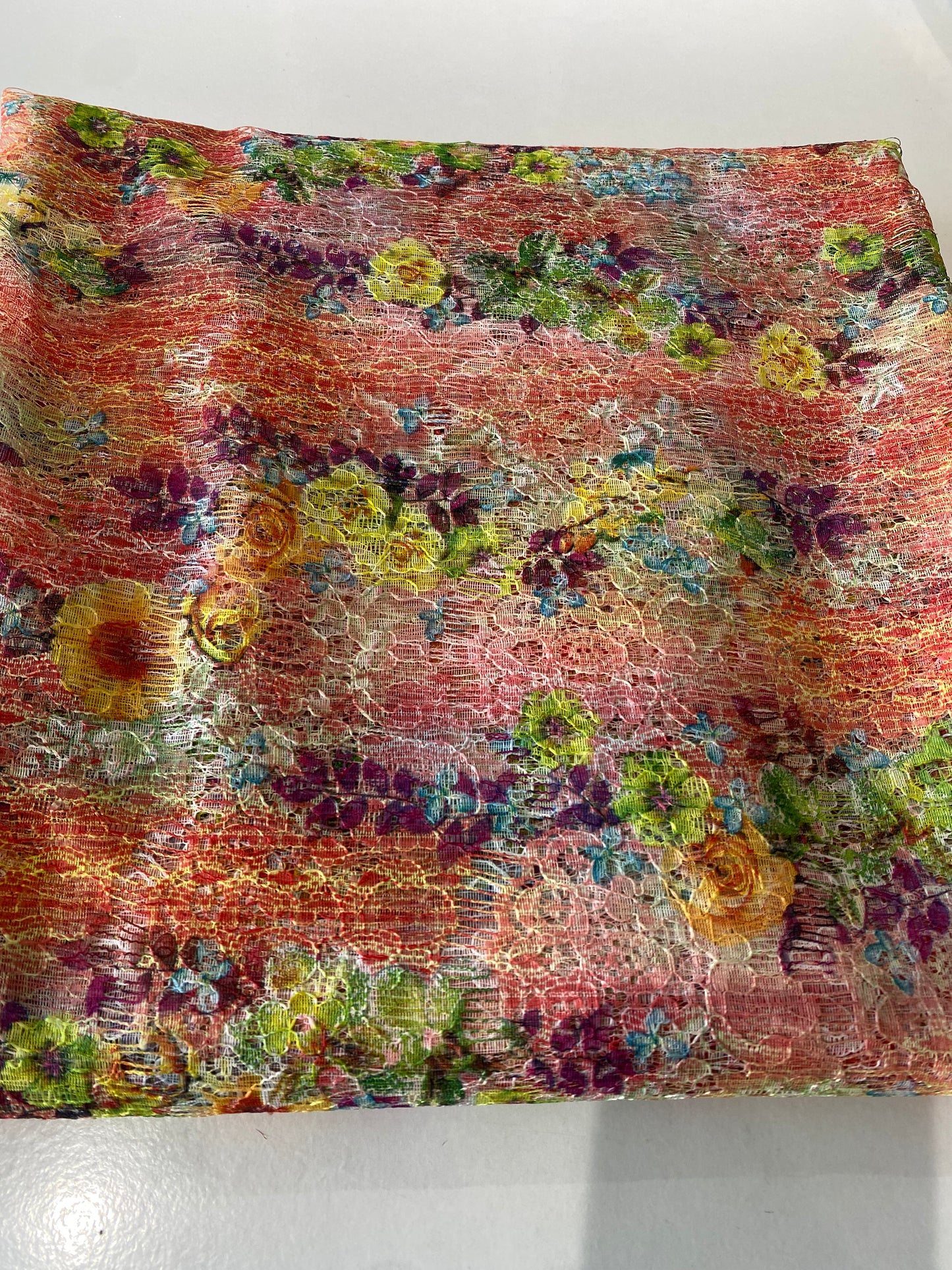 Multicolored Floral French Lace