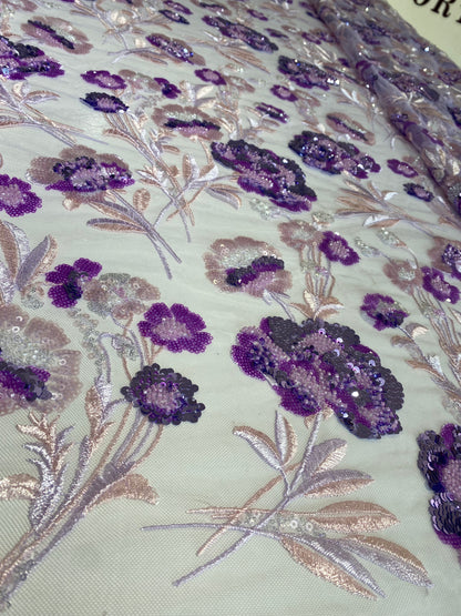 Floral Embroidery Beaded Lace