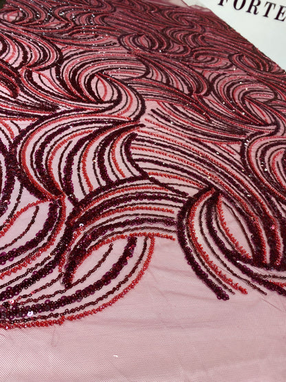 Wine Beaded Lace