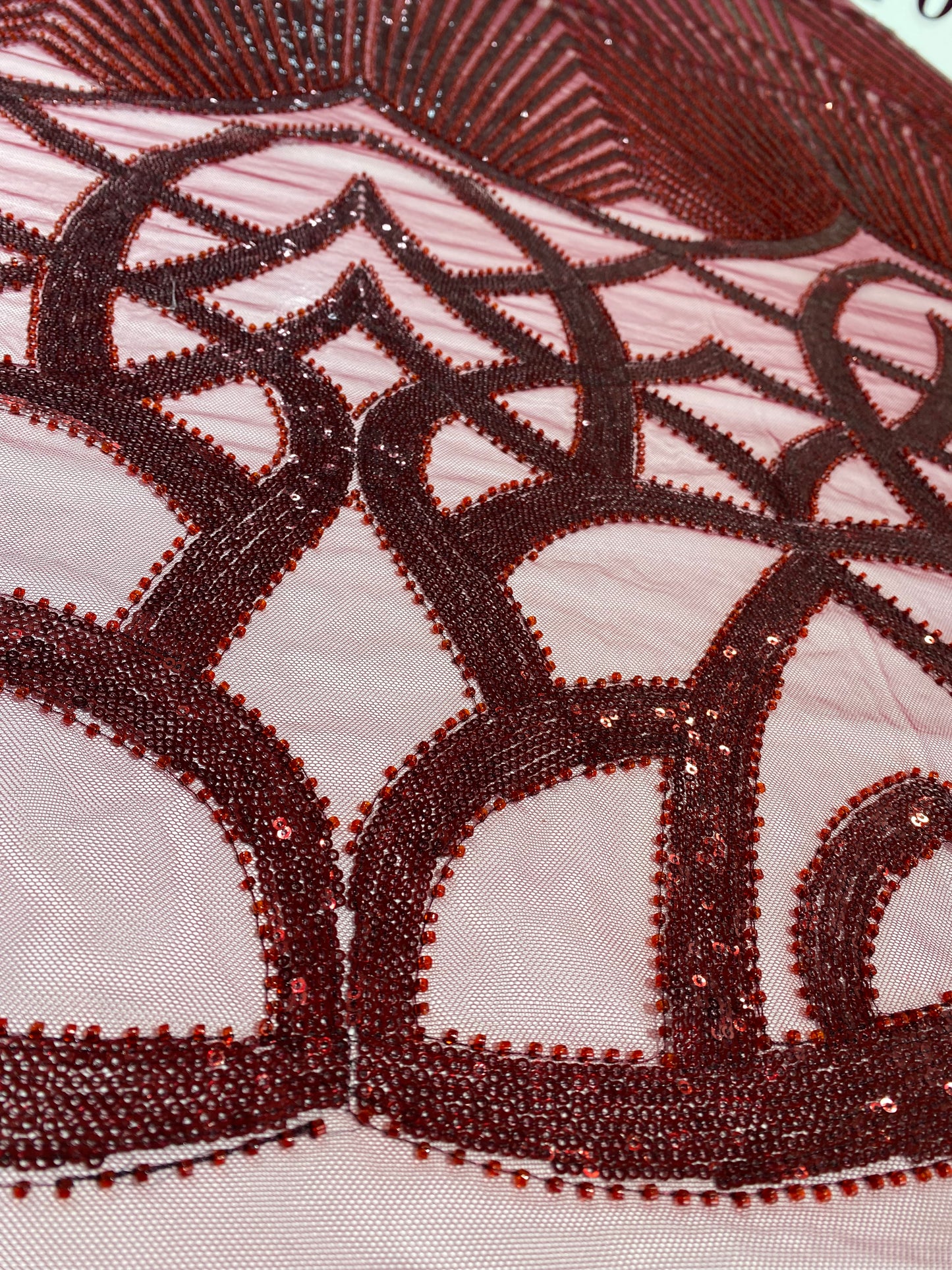 Wine Beaded Lace