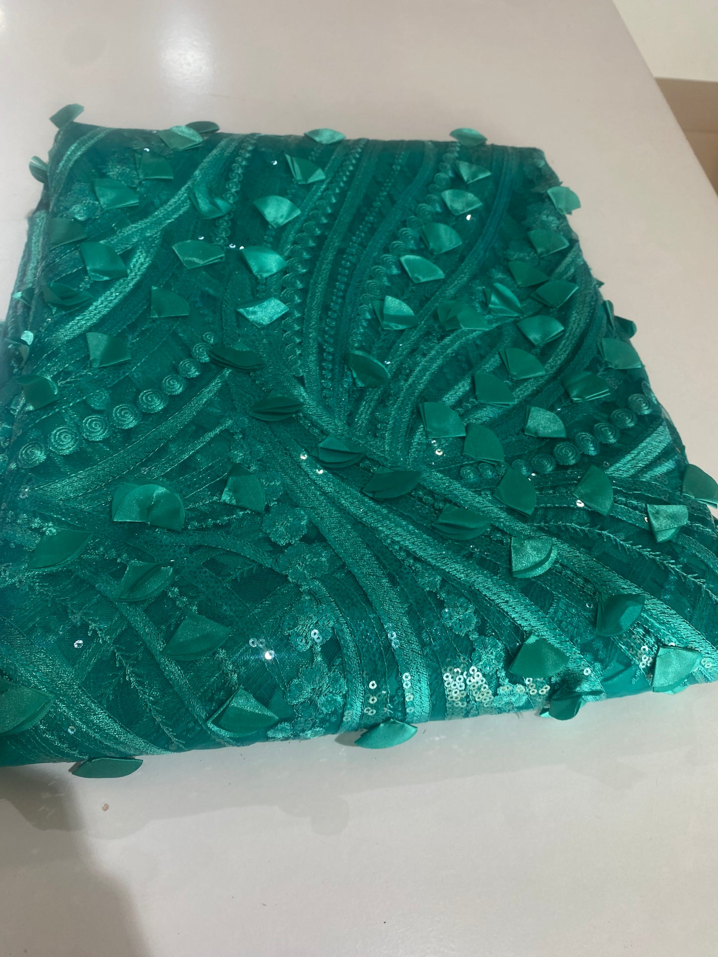 3D Green Sequins Lace