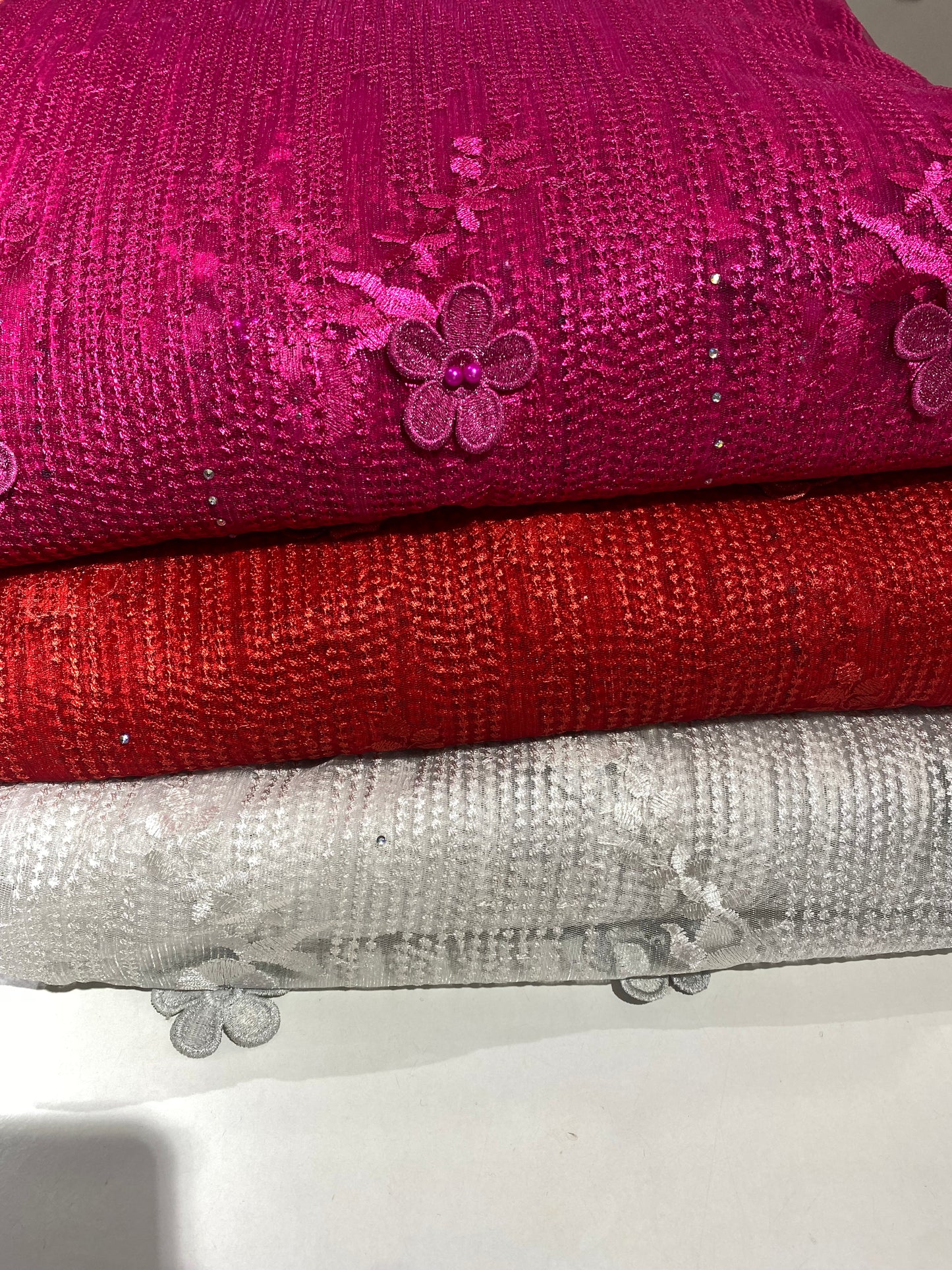 Embroidery Fabric With Pearls