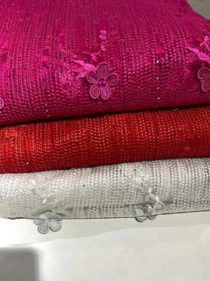 Embroidery Fabric With Pearls