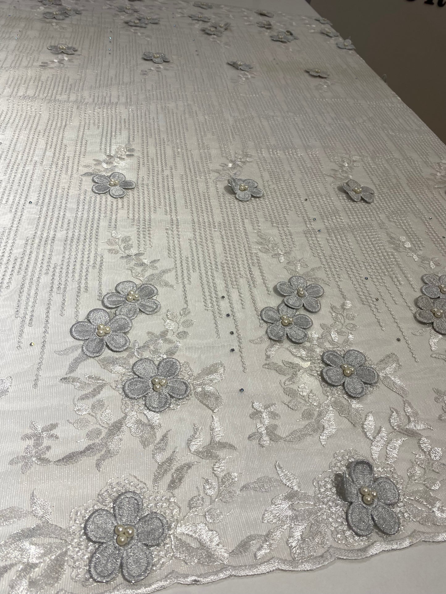 Embroidery Fabric With Pearls