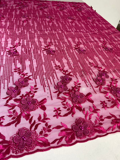 Embroidery Fabric With Pearls