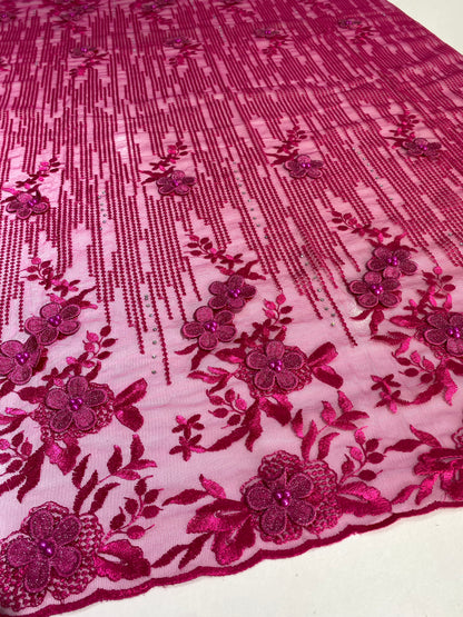 Embroidery Fabric With Pearls