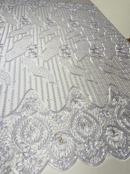 Embroidery Fabric With Pearls