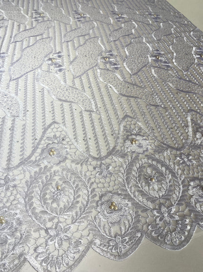 Embroidery Fabric With Pearls